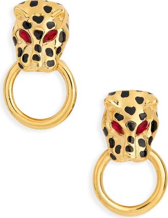 Kenneth Jay Lane Leopard Statement Earrings in Polished Gold at Nordstrom Rack