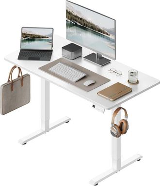 Woltu Scrivania Elettrica Regolabile Altezza 120x60x72-118 cm Bianco con 3 Memorie e 2 Ganci