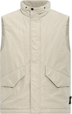 Stone Island Ge&iuml;soleerd Vest Met Opstaande Kraag - Heren - Bodywarmers - Grijs - L - Leer - Jassen