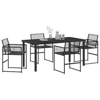 Berkfield Home Modern 5 Piece Garden Dining Set Black Poly Rattan