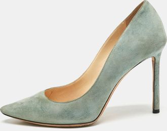 Jimmy Choo London Light Blue Suede Romy Pumps