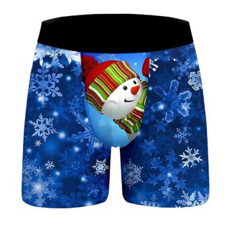Generic Christmas Boxers Men Shorts Mens Xmas Funny Christmas Print Boxer Shorts Novelty Holiday Stretch Briefs Santa Deer Socks Pattern Underwear Trunks Unde