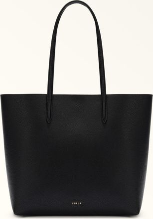 Furla Ella Borsa Shopping M Nero Nero Pelle Di Vitello Pebble Double Donna
