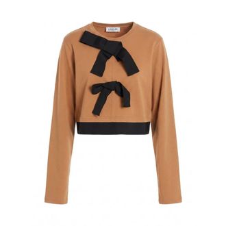 Lanvin Sweatshirts, female, Brown, Size: M Gros Grain Detail Top