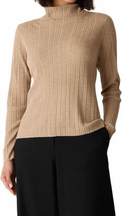 Eileen Fisher Superfine Merino Turtleneck Sweater In Biscuit