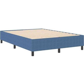 vidaXL Cama Tipo Box Spring Azul 160 X 200 Cm Telas De Pana Vidaxl