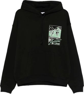 Lacoste Felpa con stampa e cappuccio - Nero