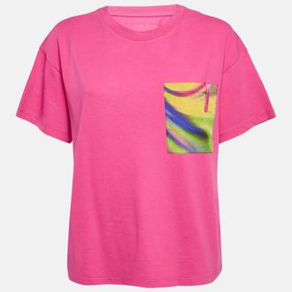 Emporio Armani Pink Mesh Pocket Detail Cotton T-Shirt