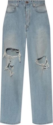 Balenciaga Jeans met vintage-effect - Dames - Regular Fit Jeans - Blauw - M - Katoen - Jeans