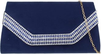 Girly HandBags Womens Diamante Frame Clutch Bag - Navy