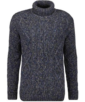 Ragman Rollkragenpullover RAGMAN, Herren, Gr. 52, blau (blau, 177), 100% Baumwolle, ohne Ausschnitt, Pullover Rollkragenpullover