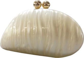 Generic Fiorky Acrylic She-ll Shaped Bag Evening Clutch Purse Elegant Glitter Handbag with Detachable Chain Seashe-ll Shape Shoulder Bag Stylish Crossbody Bag