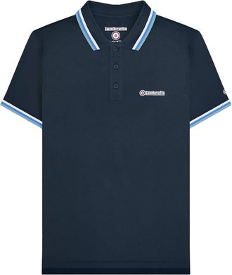 Lambretta Heren SS25 Triple Tipped Groot & Lang Poloshirt (Marine/wit/blauw/rookblauw)