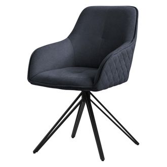 ML Design Silla De Comedor Giratoria Con Respaldo Y Reposabrazos Asiento Antracita De Tela Tejida Tapizado Con Patas De Metal Sill&oacute;n Dise&ntilde;o Ergon&oacute;mico Moderno P