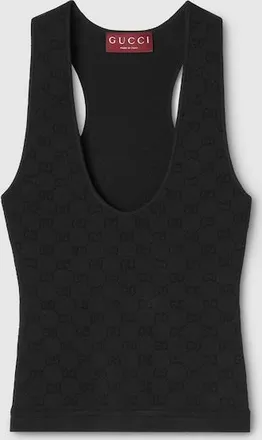 Gucci Elastic GG Jacquard Tank Top, Black, Ready-to-wear