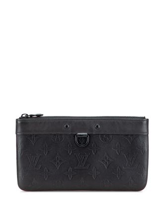 Louis Vuitton 2019 Monogram Shadow Pochette Discovery PM clutch bag - women - Calf Leather - One Size - Black