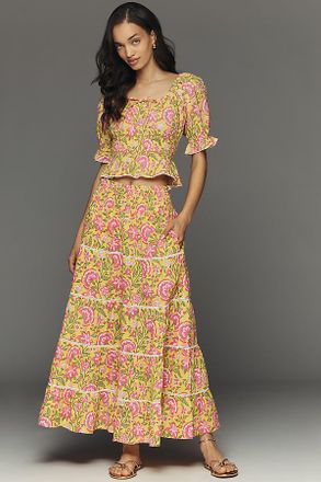 PINK CITY PRINTS 100% Cotton Rah Rah Maxi Skirt