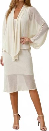 Maven West Textured Front-Tie Kimono Cardigan In Pearl