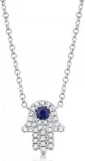 Allurez Diamond & Blue Sapphire Hasma Pendant Necklace 14k White Gold (0.17ct)