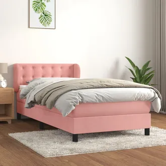 vidaXL Cama Box Spring Con Colch&oacute;n Terciopelo Rosa 80x200 Cm Vidaxl