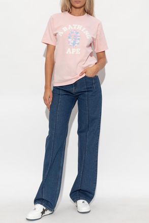 A Bathing Ape T-shirt With Logo, Womens, Pink