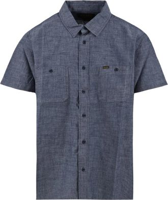 Filson Kortmouw Chambray Shirt met Borduursel - Heren - Korte mouwen Overhemden - Blauw - L - Katoen - Overhemden