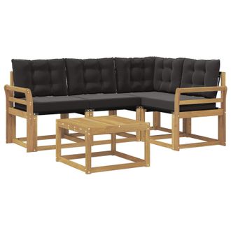 vidaXL Conjunto De Sof&aacute;s De Exterior Con Coj&iacute;n 5 Pcs Blanco Y Negro Vidaxl