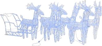 vidaXL Decoración navideña de renos y trineo acrílico 320 LED vidaXL