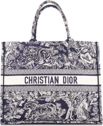 Dior Book Embroidered Canvas Large tote bag - Blauw
