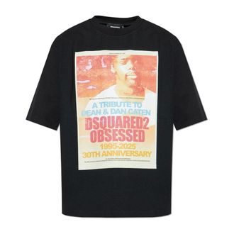 Dsquared2 Tops, Heren, Zwart, XL, Katoen, T-shirt met print