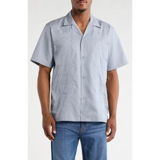Carhartt Work in Progress Signet Embroidered Camp Shirt in Mirror at Nordstrom, Size Xx-Large