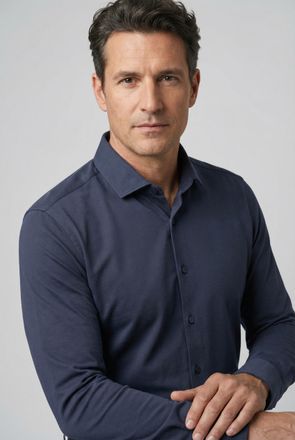 Olymp Businesshemd OLYMP No. Six super slim, Herren, Gr. 37, N-Gr, blau (marine), Jersey, Obermaterial: 64% Baumwolle, 27% Polyester, 9% Elasthan, Hemden Bu