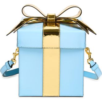 Moschino Gift Box Bag Leather Clutch in Blue at Nordstrom