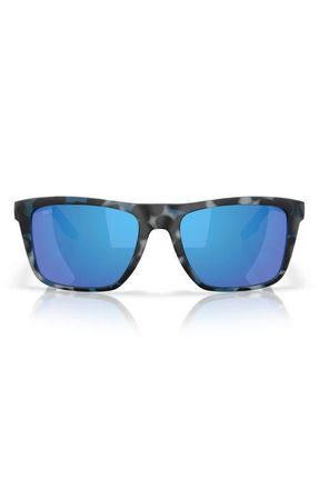 Costa Mainsail 55mm Mirrored Polarized Rectangular Sunglasses in Deep Water Camo /Blue at Nordstrom