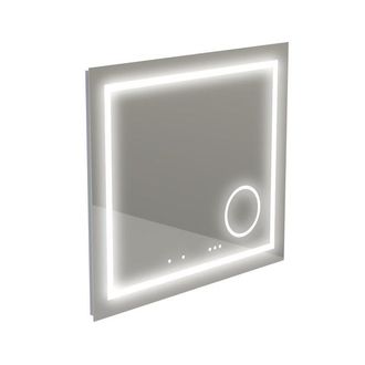Thebalux spiegel model I 80x75 aluminium ge&iuml;ntegreerde lichtbaan rondom in spiegel voorzien van LED indirecte LED onderzijde Bluetooth touchschakeling spiegelv