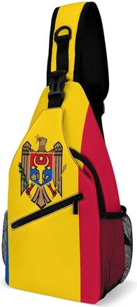 Generic Moldova Flag Mens Crossbody Chest Sling Bag for Travel Hiking Lightweight Shoulder Bags with Small Side