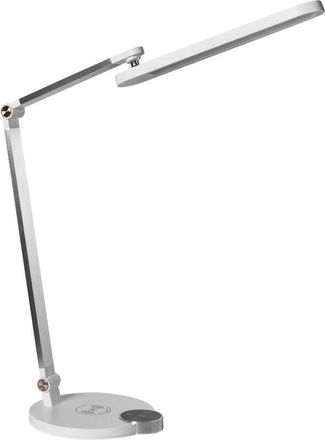 Beliani L&aacute;mpara Led De Escritorio Moderna Despacho 3 Modos De Temperatura Regulador Cargador Inal&aacute;mbrico Pantalla Ajustable Material Sint&eacute;tico Blanco Caroy