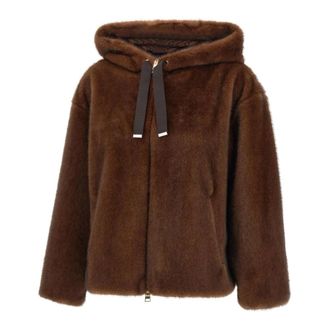 Herno Faux Fur & Shearling Jackets, female, Brown, Size: 2XS Bomber Jacket in Melange Alternative Mink Fur