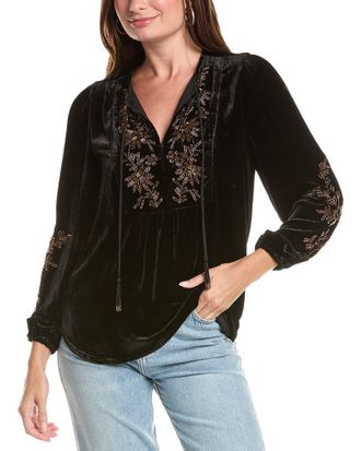 Johnny Was Velvet Prairie Silk-Blend Blouse