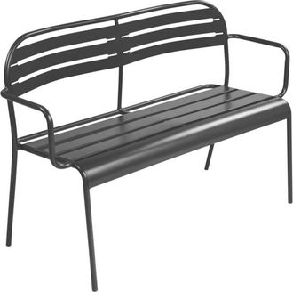 Sweeek Outdoor steel 2-seater bench Anthracite 118x52x80 cm - Amelia
