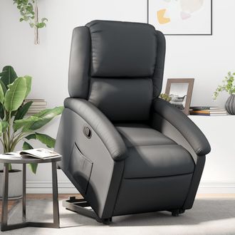 vidaXL Vidaxl - Sill&oacute;n Reclinable Elevable Cuero Aut&eacute;ntico Negro