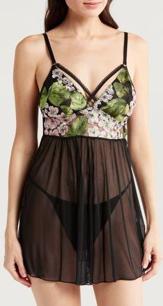 Kilo Brava Lace & Mesh Babydoll in Hydrangea Night at Nordstrom, Size Medium