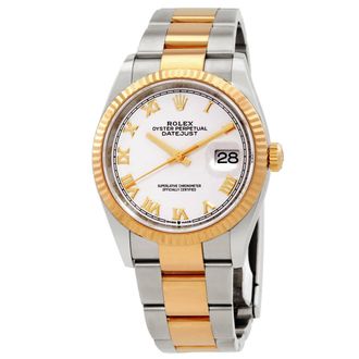 Rolex Datejust 36 White Dial Mens Stainless Steel and 18kt Yellow Gold Oyster Watch 126233WRO