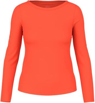 Marc Cain Shirt met zijden halsboord - Dames - Longsleeves - Oranje - XL - Katoen - Tops