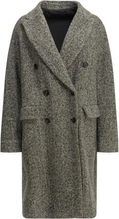 Brunello Cucinelli Jassen, Dames, Grijs, S, Wol, Visgraat Double-Breasted Jas