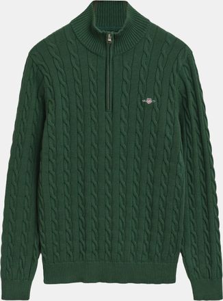 GANT Mens Gant Cotton Cable Half Zip Fleece in Green