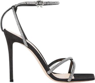 Gianvito Rossi Su&egrave;de Kristallen Hoge Hak Sandalen - Dames - Sandalen met hakken - Zwart - 39 1/2 EU - Su&egrave;de - Schoenen