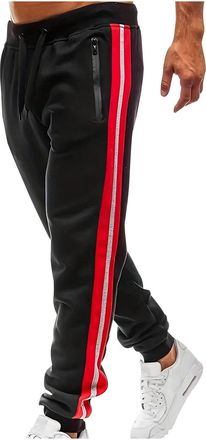 Generic Mens Jogging Bottoms Lightweight Open Bottom Side Striped Sweatpants Loose Gym Running Lounge Trousers with Pockets Fashion Comfy Straight Leg Leisure