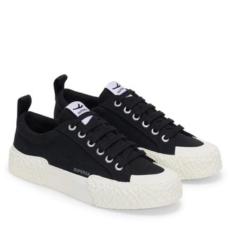 Superga Unisex 2660 Stripe Big Bumpers Trainers voor volwassenen (Zwart/Off Wit)