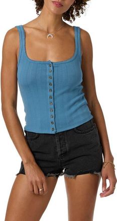 O'Neill Maylee Pointelle Button-Up Tank in Provincial Blue at Nordstrom, Size Xx-Large